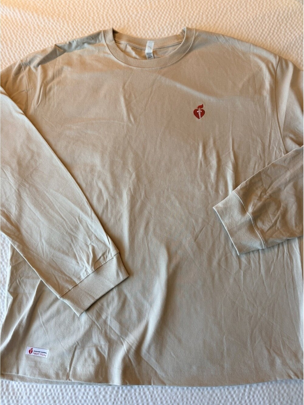 American Heart Association Heart Walk XL Long Sleeve T-Shirt Bella Canvas Tan